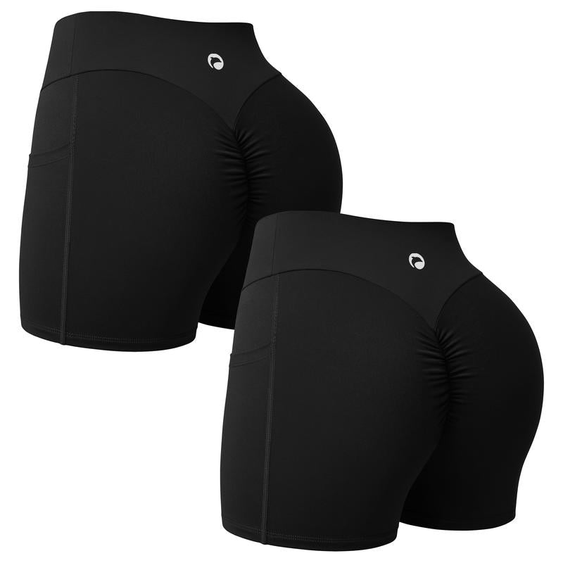 OQQ Women'S High-Waisted Yoga Shorts Side Pocket Design Fitness Shorts Running Yoga Gym Shorts Basic Minimalist Bottoms