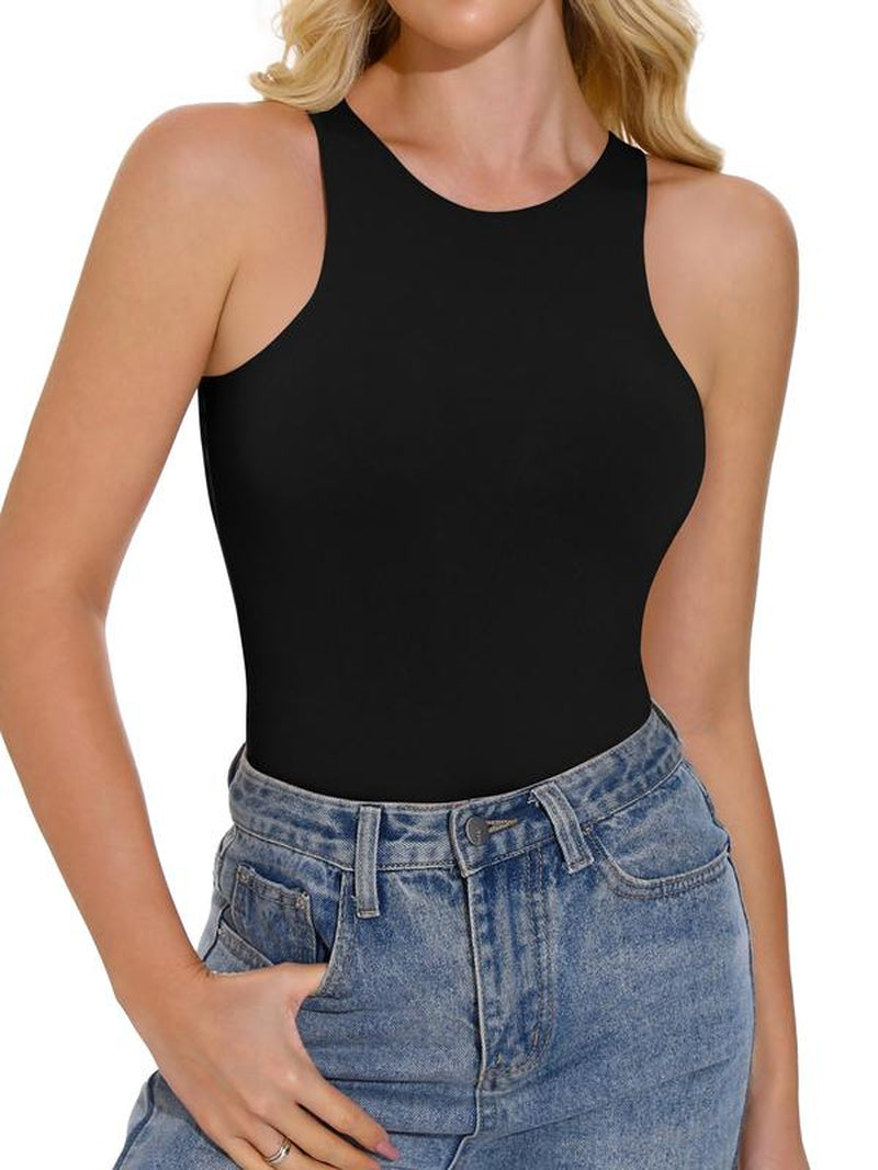 Imily Bela Seamless One-Piece Tummy Tucking Bodysuit Comfort Sleeveless Tops Shapewear for Women Soft round Neck Simple Comfy Sculpting Snatched Waistline