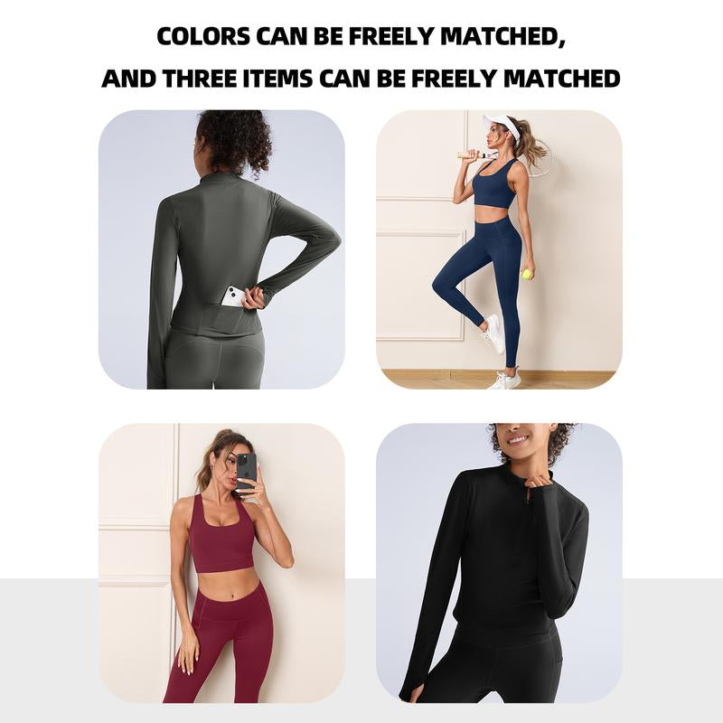 CHRLEISURE Women'S Suit Workout Set Yoga Outfit Activewear for Daily Wear with Long Sleeve Top & High-Waisted Leggings