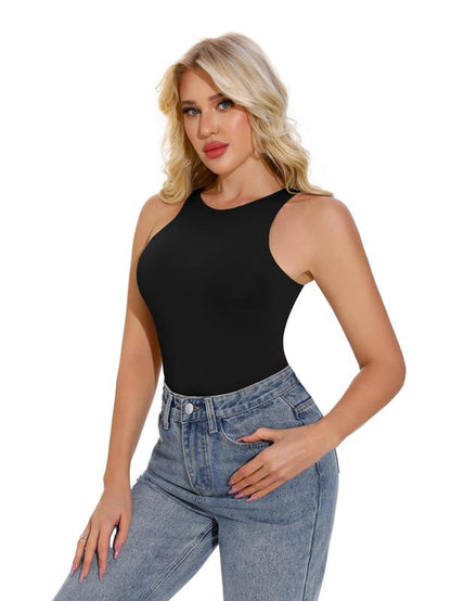 Imily Bela Seamless One-Piece Tummy Tucking Bodysuit Comfort Sleeveless Tops Shapewear for Women Soft round Neck Simple Comfy Sculpting Snatched Waistline