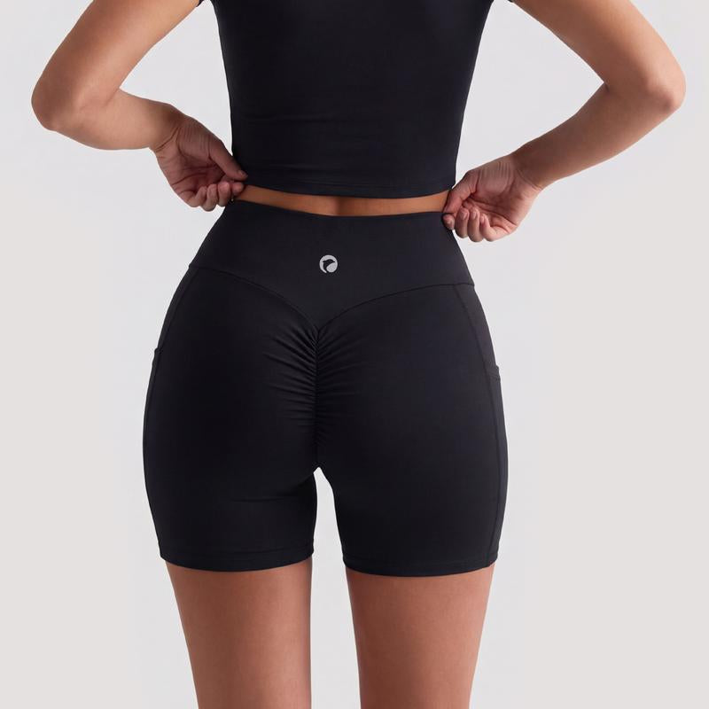 OQQ Women'S High-Waisted Yoga Shorts Side Pocket Design Fitness Shorts Running Yoga Gym Shorts Basic Minimalist Bottoms
