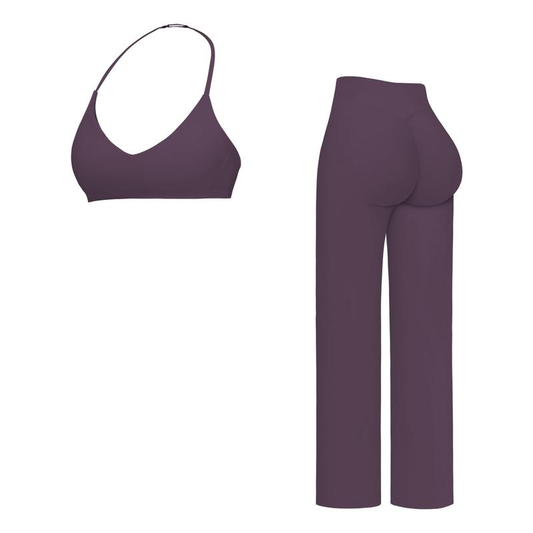 MFVIM Sporty Two-Piece Set Women'S Plain Crop Cami Top & Flare Leg Pants Sports Set 78% Nylon 22% Spandex Comfy Breathable for Yoga Gym Workout Running