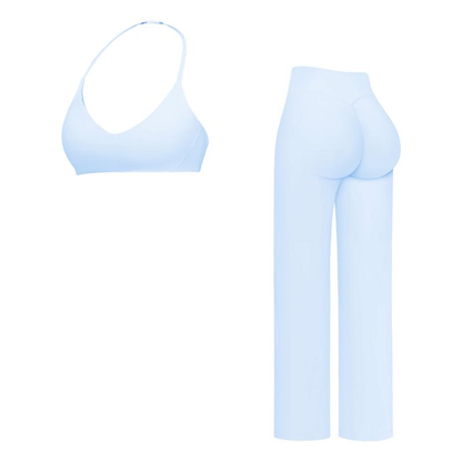 MFVIM Sporty Two-Piece Set Women'S Plain Crop Cami Top & Flare Leg Pants Sports Set 78% Nylon 22% Spandex Comfy Breathable for Yoga Gym Workout Running