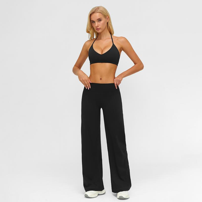 MFVIM Sporty Two-Piece Set Women'S Plain Crop Cami Top & Flare Leg Pants Sports Set 78% Nylon 22% Spandex Comfy Breathable for Yoga Gym Workout Running