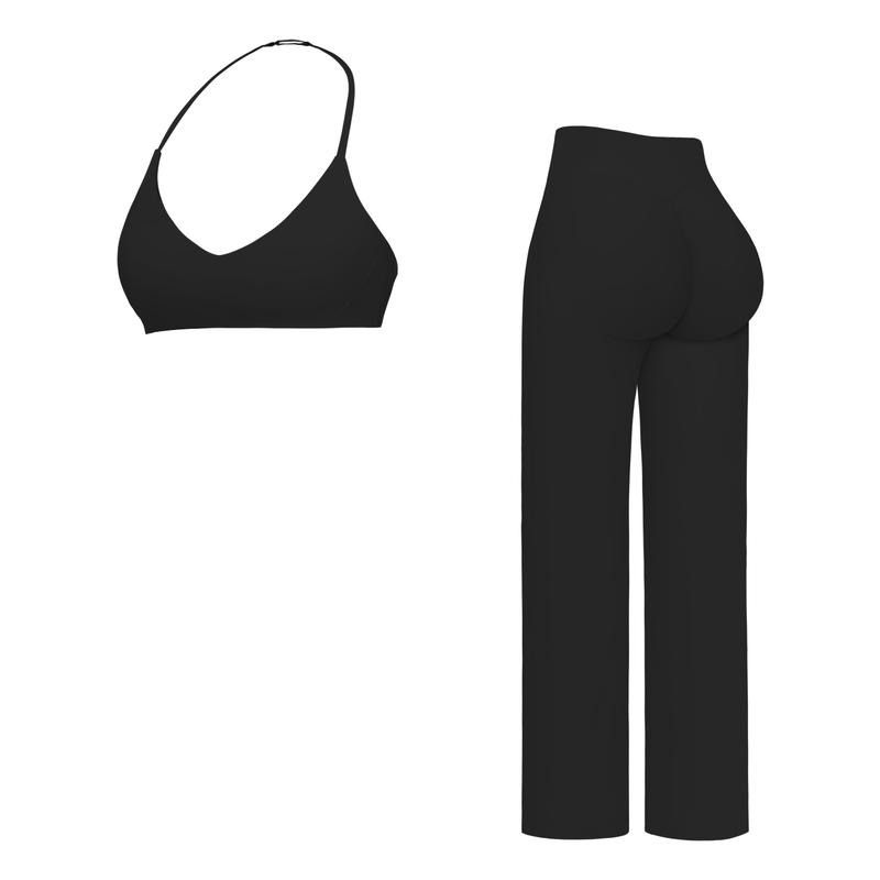 MFVIM Sporty Two-Piece Set Women'S Plain Crop Cami Top & Flare Leg Pants Sports Set 78% Nylon 22% Spandex Comfy Breathable for Yoga Gym Workout Running