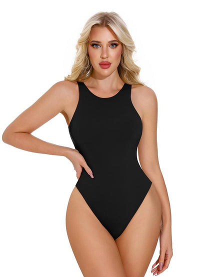 Imily Bela Seamless One-Piece Tummy Tucking Bodysuit Comfort Sleeveless Tops Shapewear for Women Soft round Neck Simple Comfy Sculpting Snatched Waistline