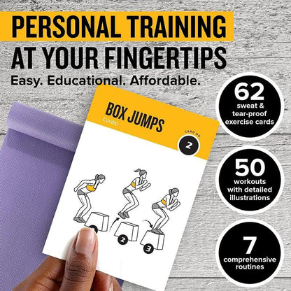 Fitness Bodyweight Workout Cards, Instructional Fitness Deck for Women & Men, Beginner Fitness Guide to Training Exercises at Home or Gym
