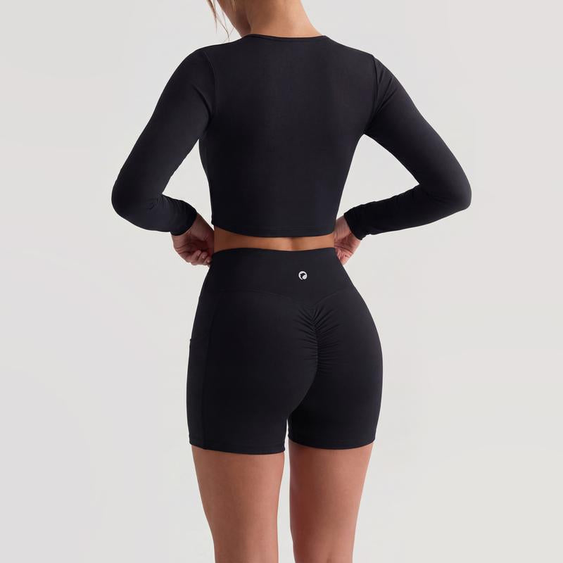 OQQ Women'S High-Waisted Yoga Shorts Side Pocket Design Fitness Shorts Running Yoga Gym Shorts Basic Minimalist Bottoms