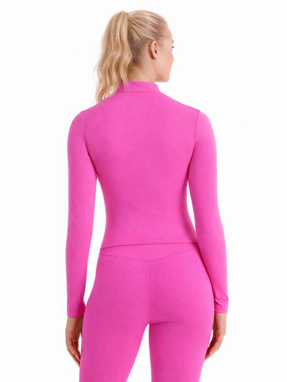 Women Yoga Set 2PCS, Zip up Jacket & High Waist Leggings, Soft Stretch Polyester Blend, Quick Dry Breathable Squat Proof Gym Workout Yoga Pilates Running Activewear, Flattering Slim Fit, CKG Lightweight Compression Sportswear Tracksuits for Men